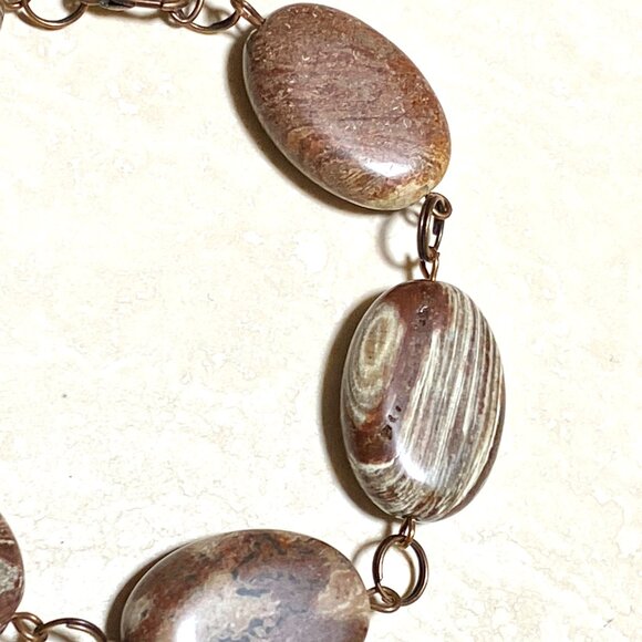 2/$20, Earthy Jasper Boho Bracelet, Large Genuine Gemstone + Copper Links - Picture 5 of 11